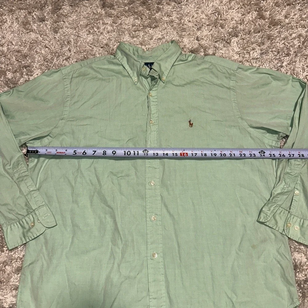 Polo Ralph Lauren Mens 17.5 34/35 Classic Fit Oxford Shirt Mint Green Pony Logo